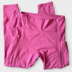 Fabletics Motion 365 Barbie Pink Moto Leggings Small Hip Pocket Activewear